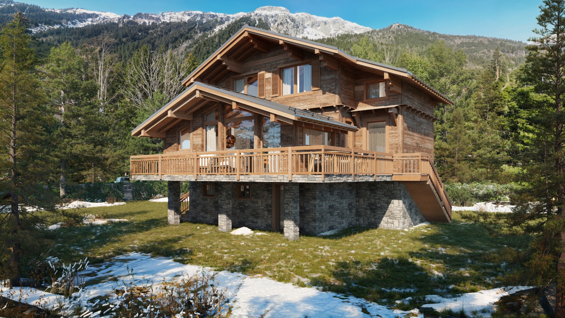 Chalet Horizons — vue sur le massif enneigé